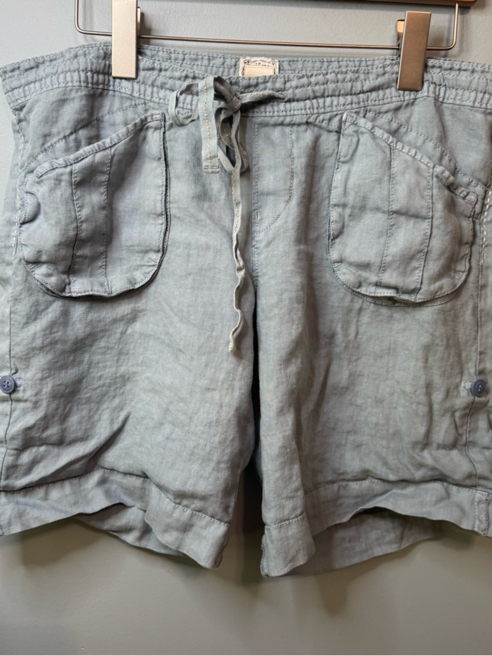 Lucky Brand 100% Linen Roll Up Utility Shorts in Blue  Sz 8 / 29 - Picture 7 of 14